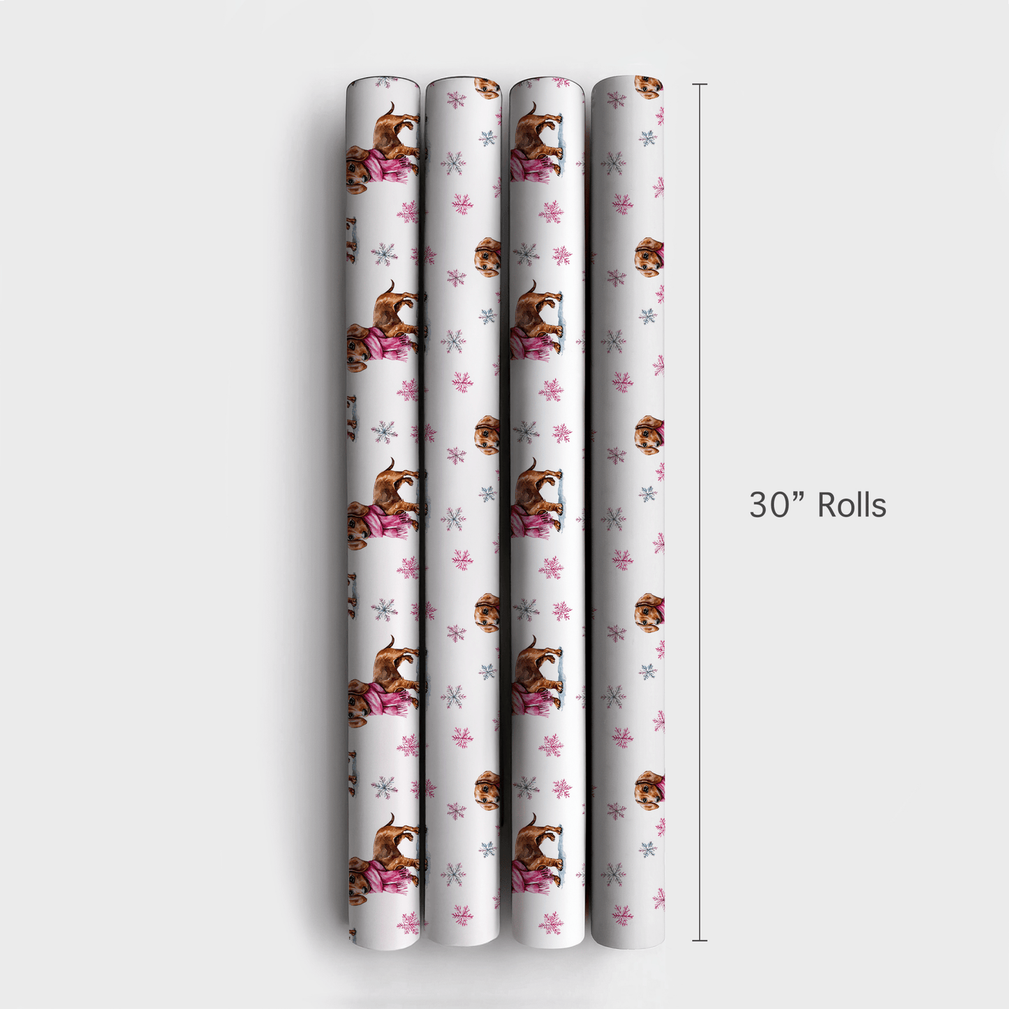 Frosty Pink Dachshund - Wrapping Paper - Aspen & Arlo
