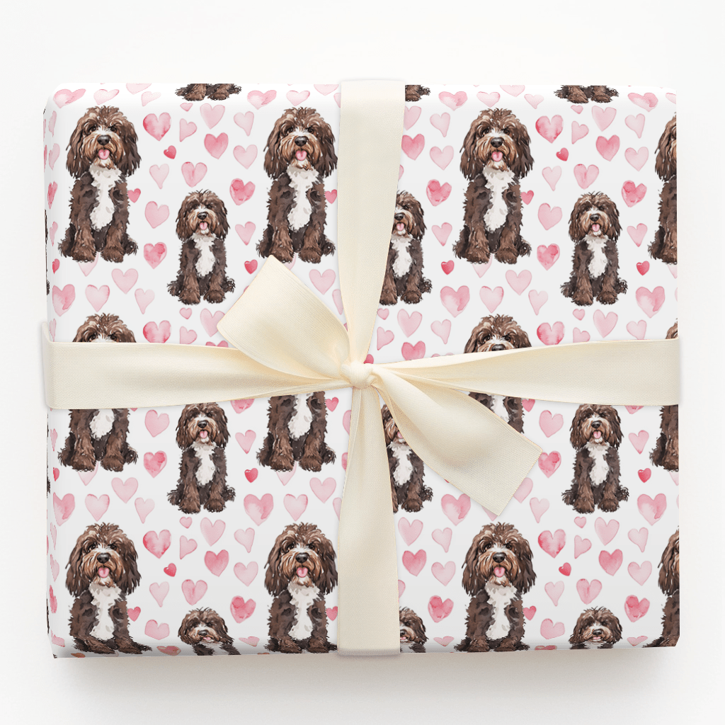 Brown Bernedoodle Valentine - Wrapping Paper - Aspen & Arlo