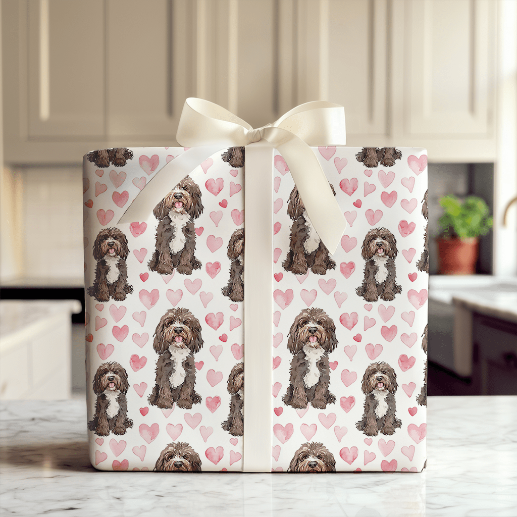 Brown Bernedoodle Valentine - Wrapping Paper - Aspen & Arlo