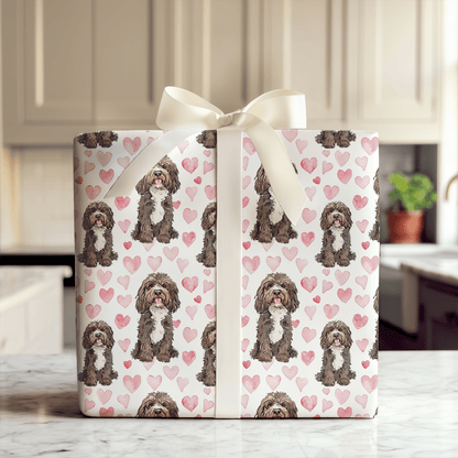 Brown Bernedoodle Valentine - Wrapping Paper - Aspen & Arlo