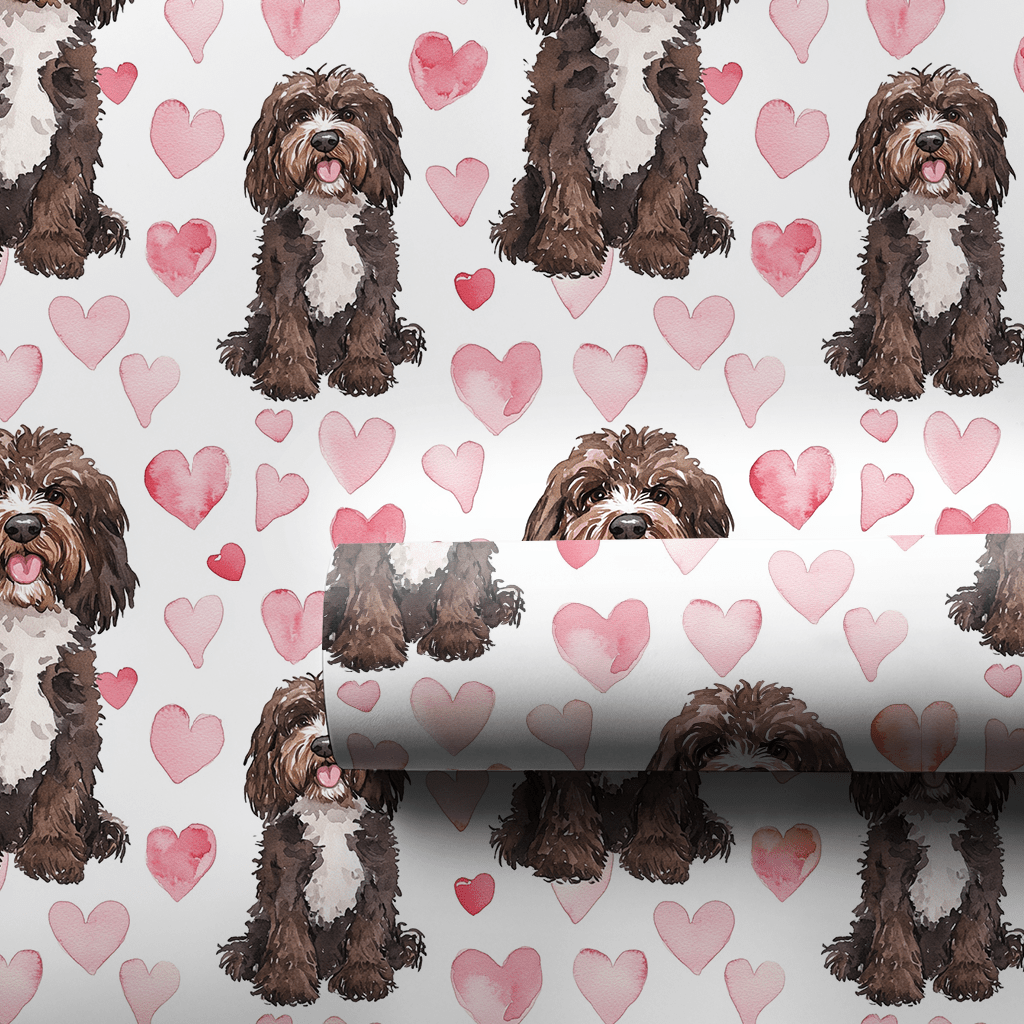 Brown Bernedoodle Valentine - Wrapping Paper - Aspen & Arlo
