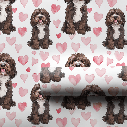 Brown Bernedoodle Valentine - Wrapping Paper - Aspen & Arlo