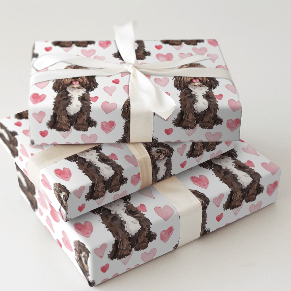 Brown Bernedoodle Valentine - Wrapping Paper - Aspen & Arlo