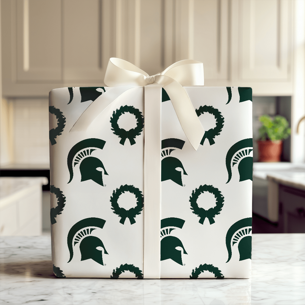 Michigan State Wreath - Wrapping Paper - Aspen & Arlo