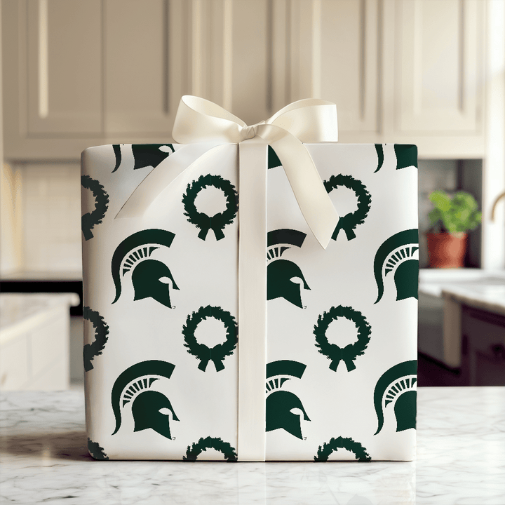 Michigan State Wreath - Wrapping Paper - Aspen & Arlo