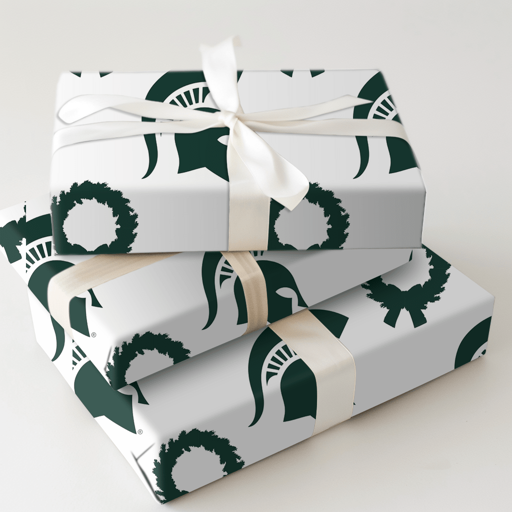 Michigan State Wreath - Wrapping Paper - Aspen & Arlo