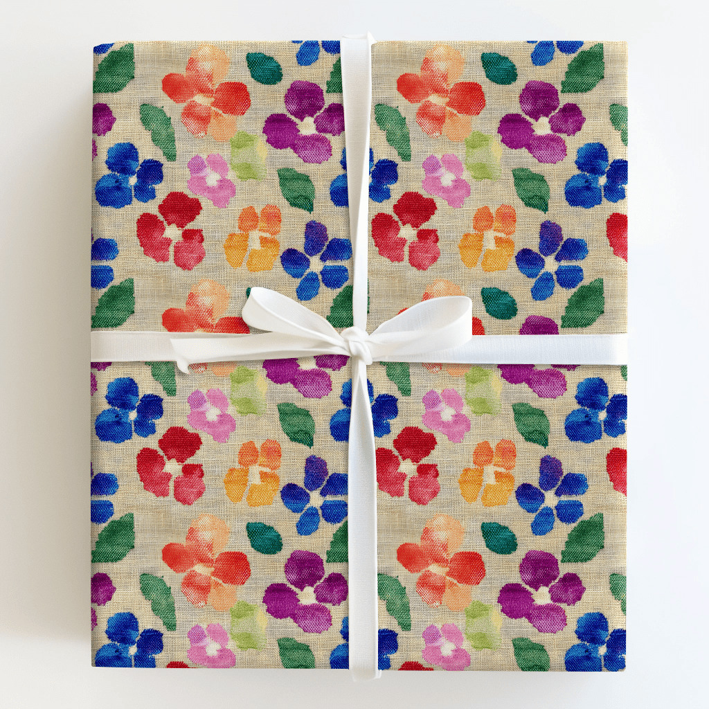 Petals and Thread Wrapping Paper: Floral Fabric Gift Wrap for Birthdays ...