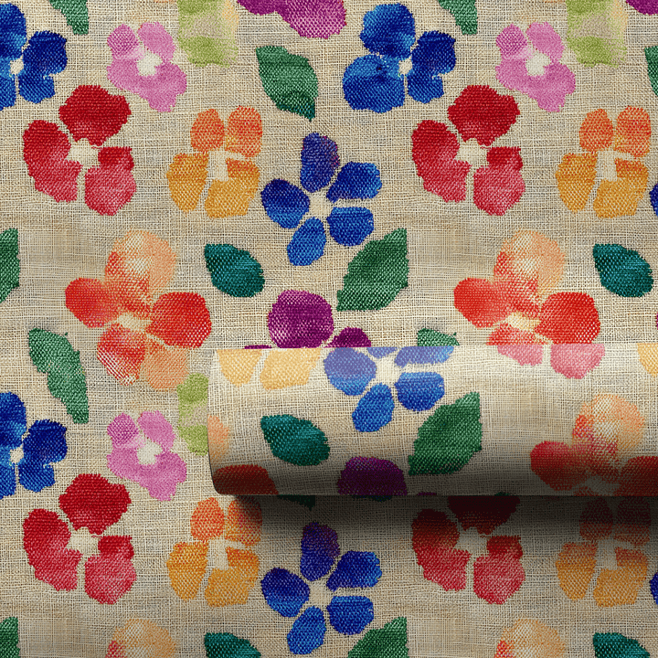 390779 Petals and Thread Wrapping Paper: Floral Fabric Gift Wrap for Birthdays ...