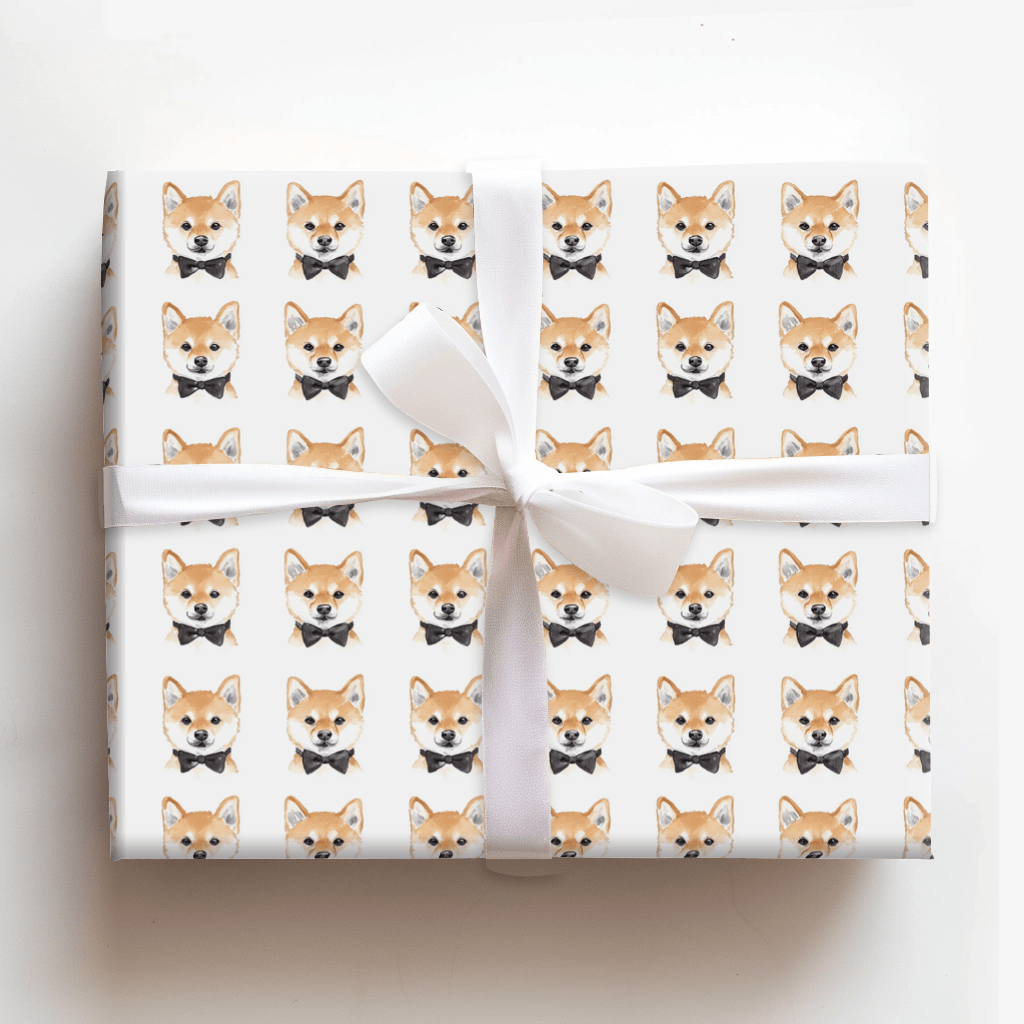 Black Tie with Shiba Inus - Wrapping Paper - Aspen & Arlo