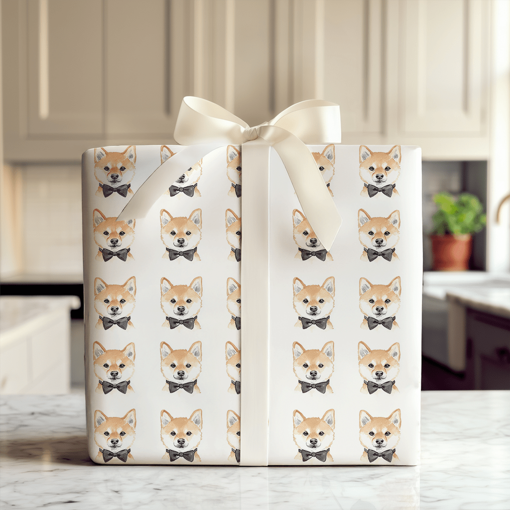 Black Tie with Shiba Inus - Wrapping Paper - Aspen & Arlo
