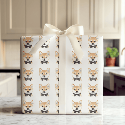 Black Tie with Shiba Inus - Wrapping Paper - Aspen & Arlo