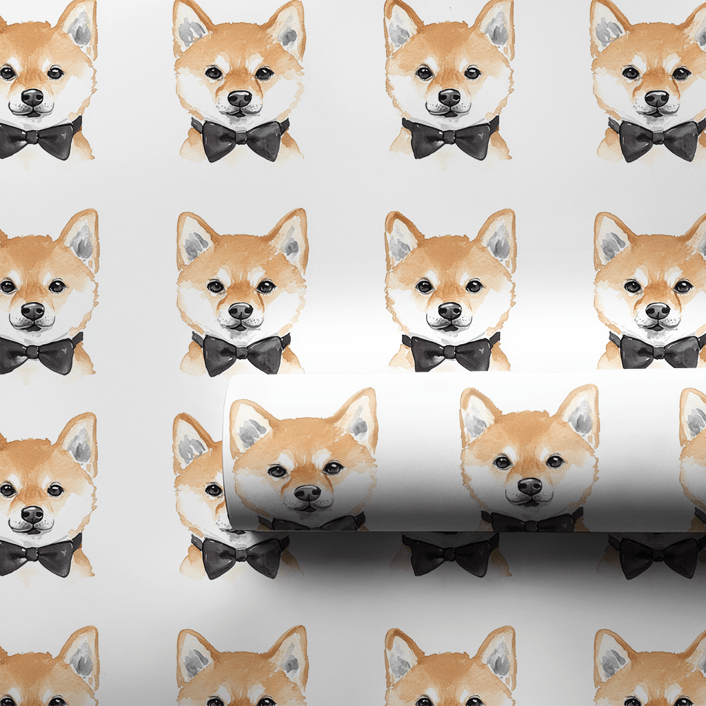 Black Tie with Shiba Inus - Wrapping Paper - Aspen & Arlo