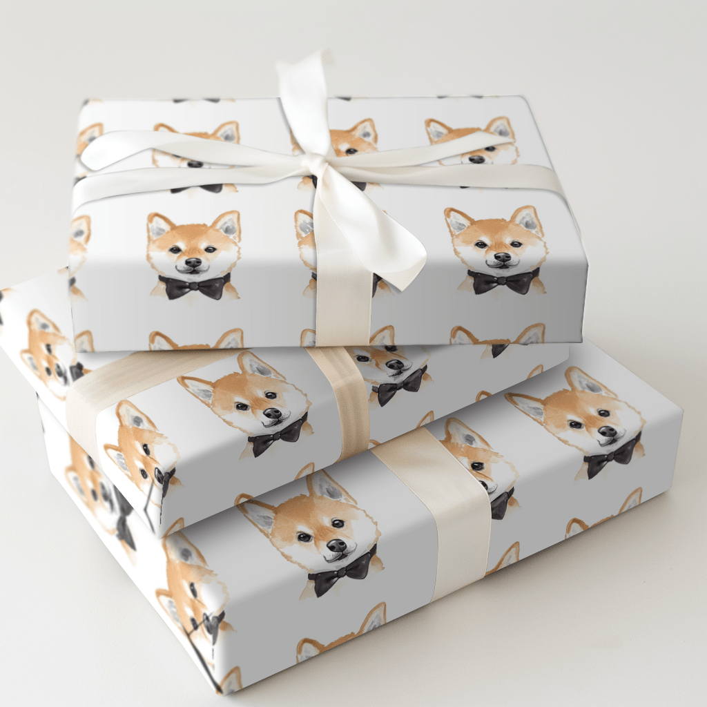 Black Tie with Shiba Inus - Wrapping Paper - Aspen & Arlo