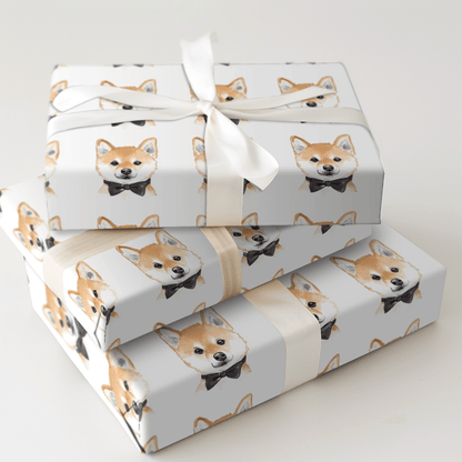 Black Tie with Shiba Inus - Wrapping Paper - Aspen & Arlo