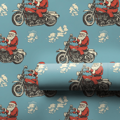 Biker Santa - Wrapping Paper - Aspen & Arlo