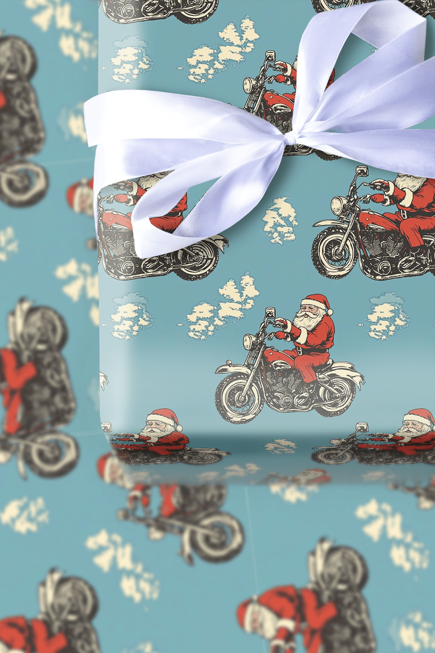 Biker Santa - Wrapping Paper - Aspen & Arlo