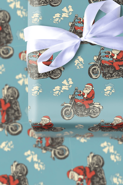 Biker Santa - Wrapping Paper - Aspen & Arlo