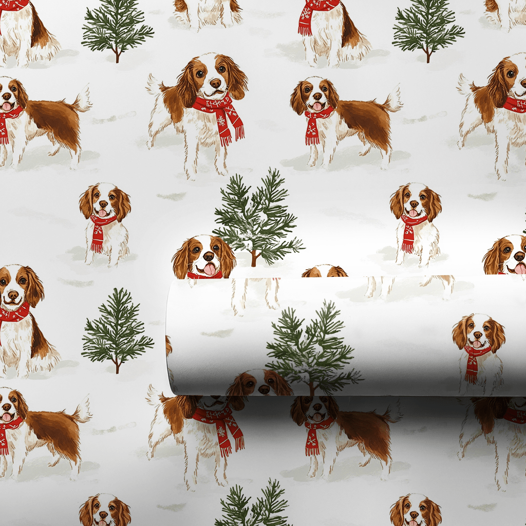 Snow Day for English Springer Spaniel Wrapping Paper: English Springer ...