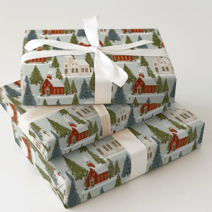 Yuletide Chapel - Wrapping Paper - Aspen & Arlo