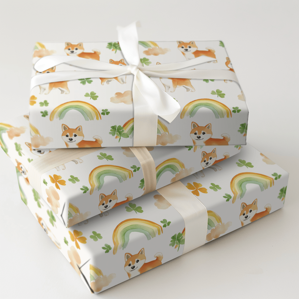Rainbows with the Shiba Inu - Wrapping Paper - Aspen & Arlo