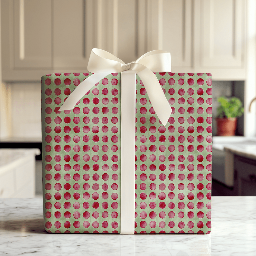 Olive and Burgundy Polka - Wrapping Paper - Aspen & Arlo