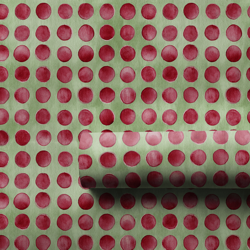 Olive and Burgundy Polka - Wrapping Paper - Aspen & Arlo