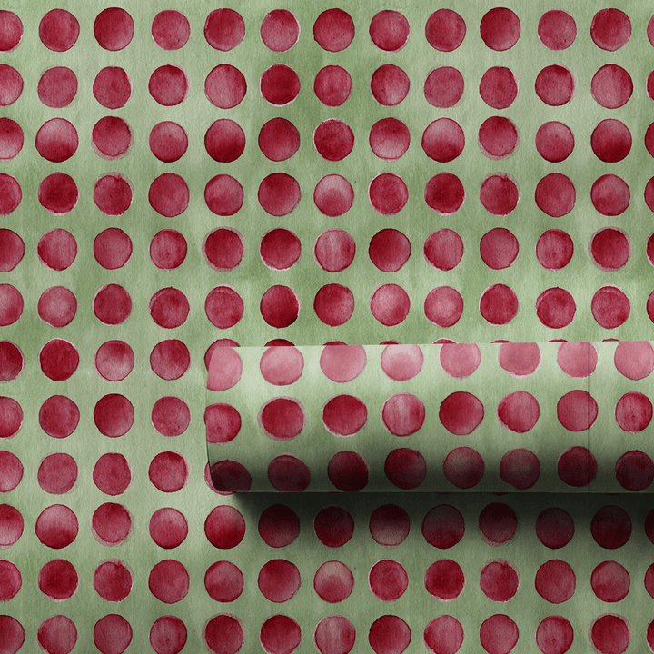 Olive and Burgundy Polka - Wrapping Paper - Aspen & Arlo