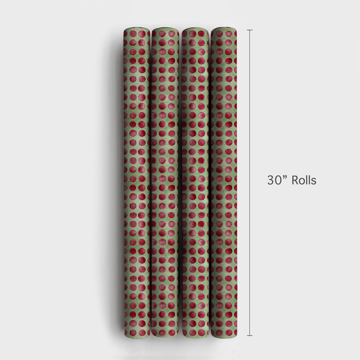 Olive and Burgundy Polka - Wrapping Paper - Aspen & Arlo