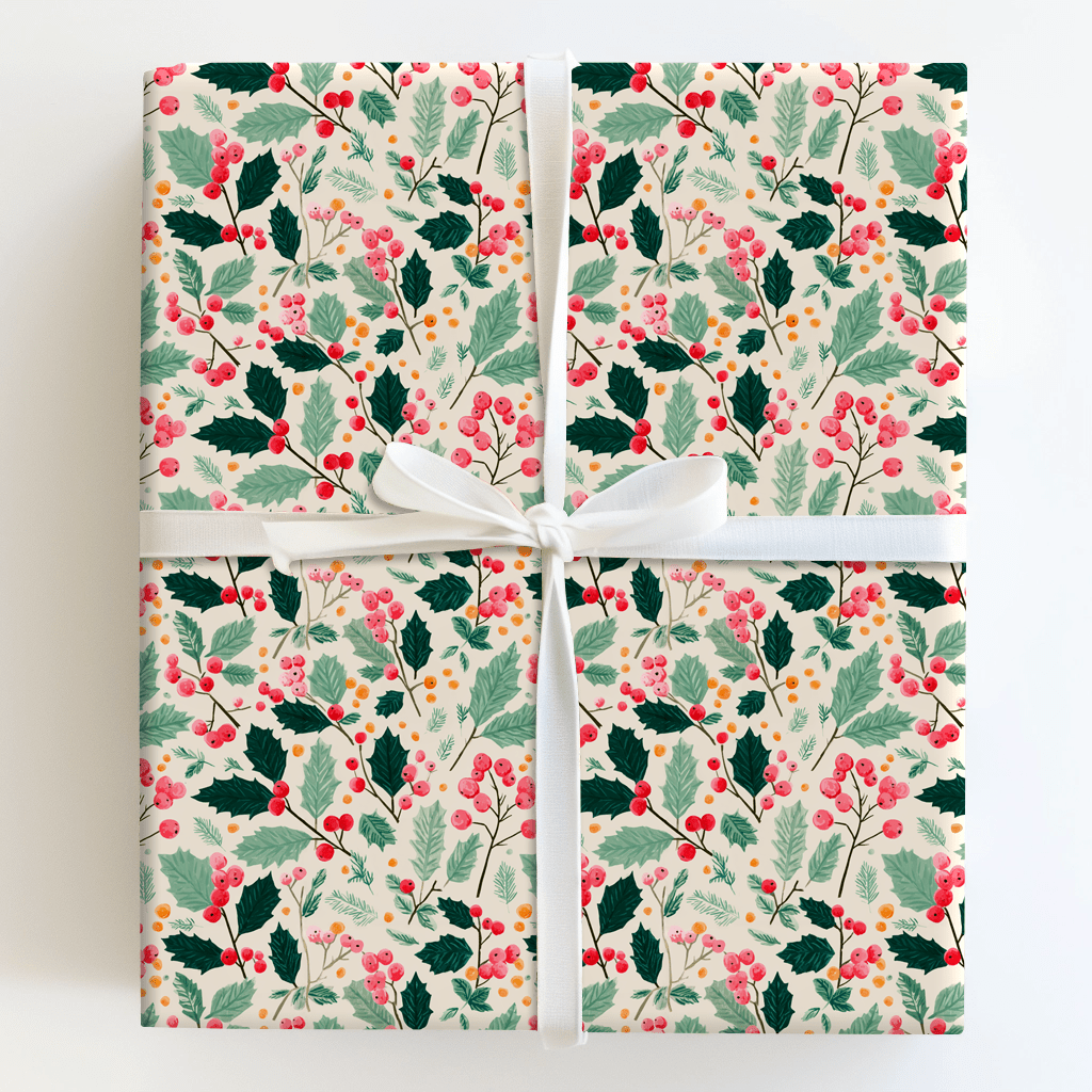 Holly Sprigs - Wrapping Paper - Aspen & Arlo