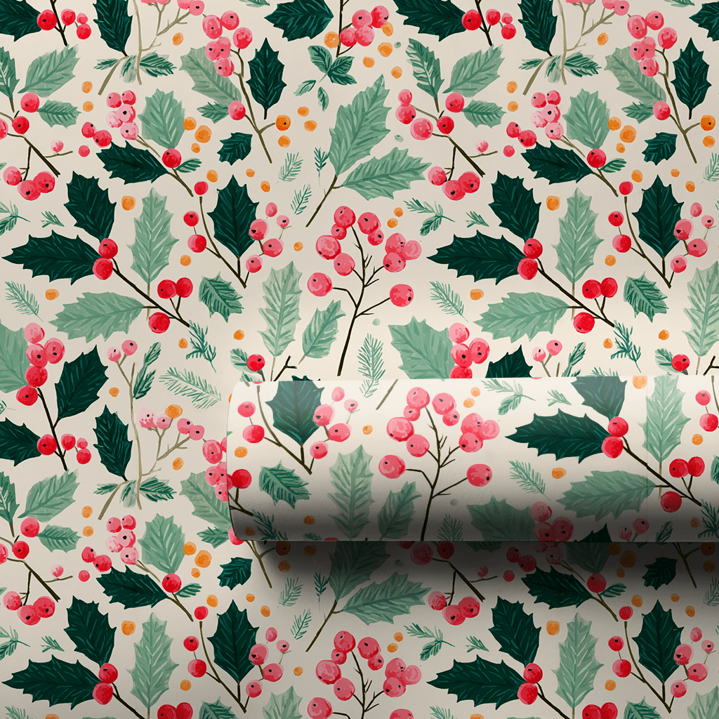 Holly Sprigs - Wrapping Paper - Aspen & Arlo