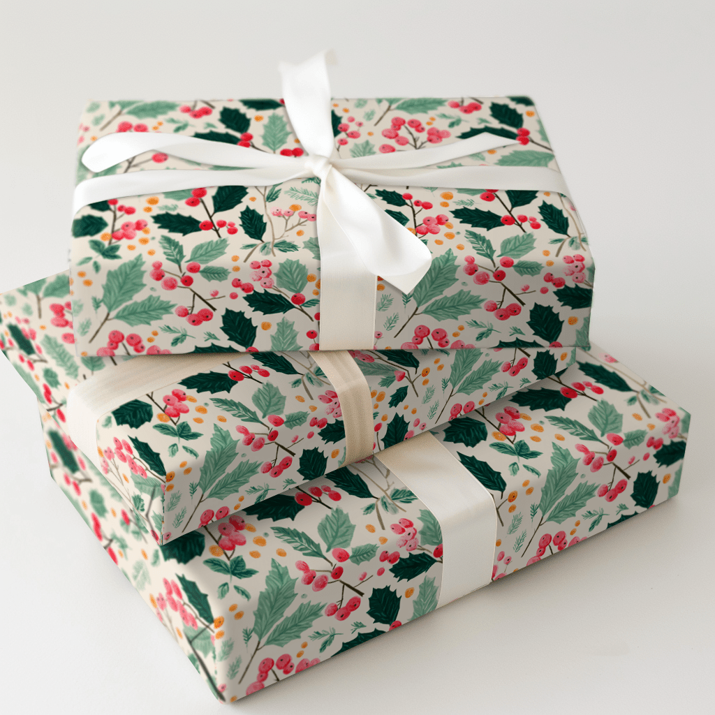 Holly Sprigs - Wrapping Paper - Aspen & Arlo