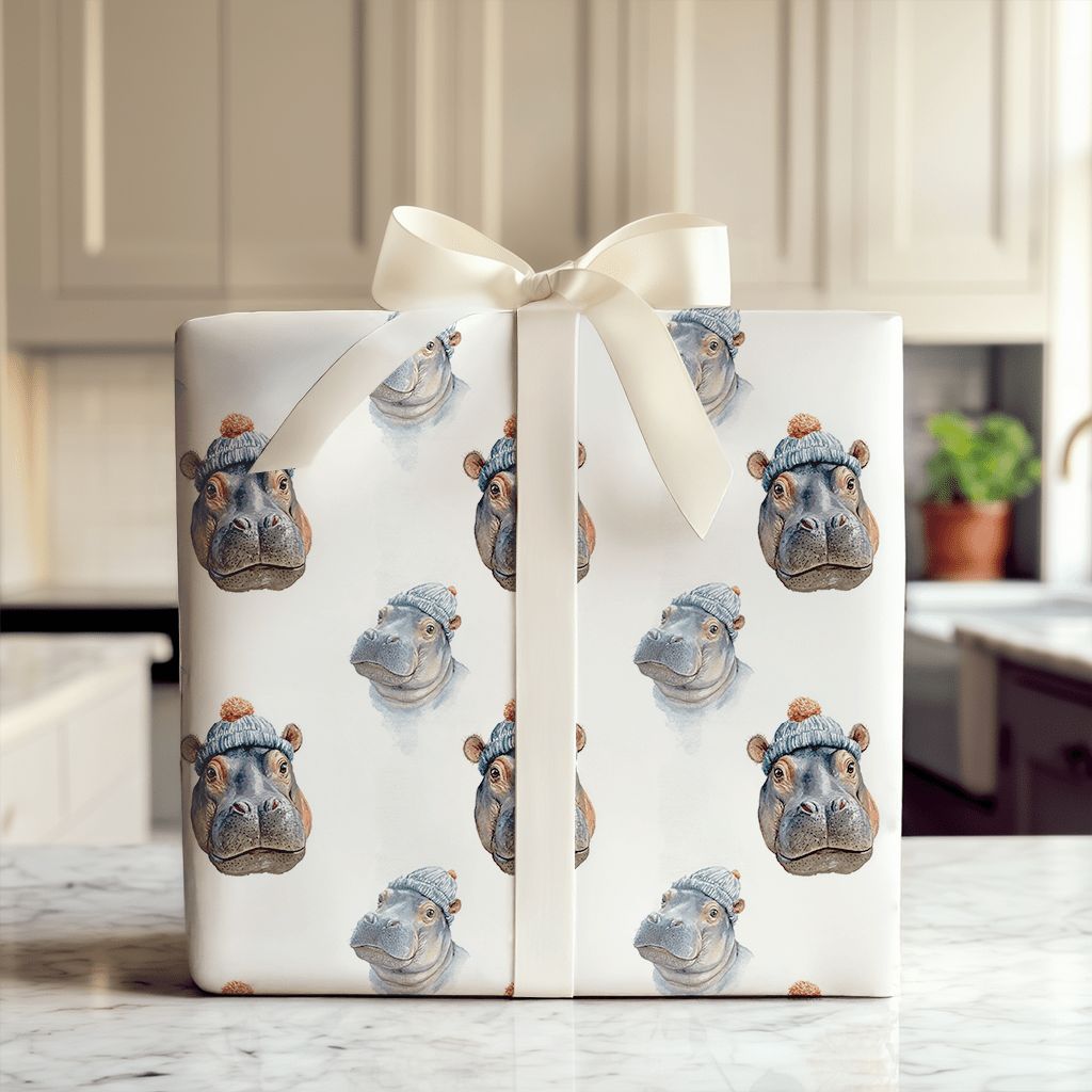 Hippopotamus For Christmas - Wrapping Paper - Aspen & Arlo