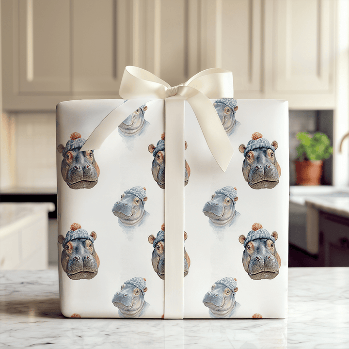 Hippopotamus For Christmas - Wrapping Paper - Aspen & Arlo