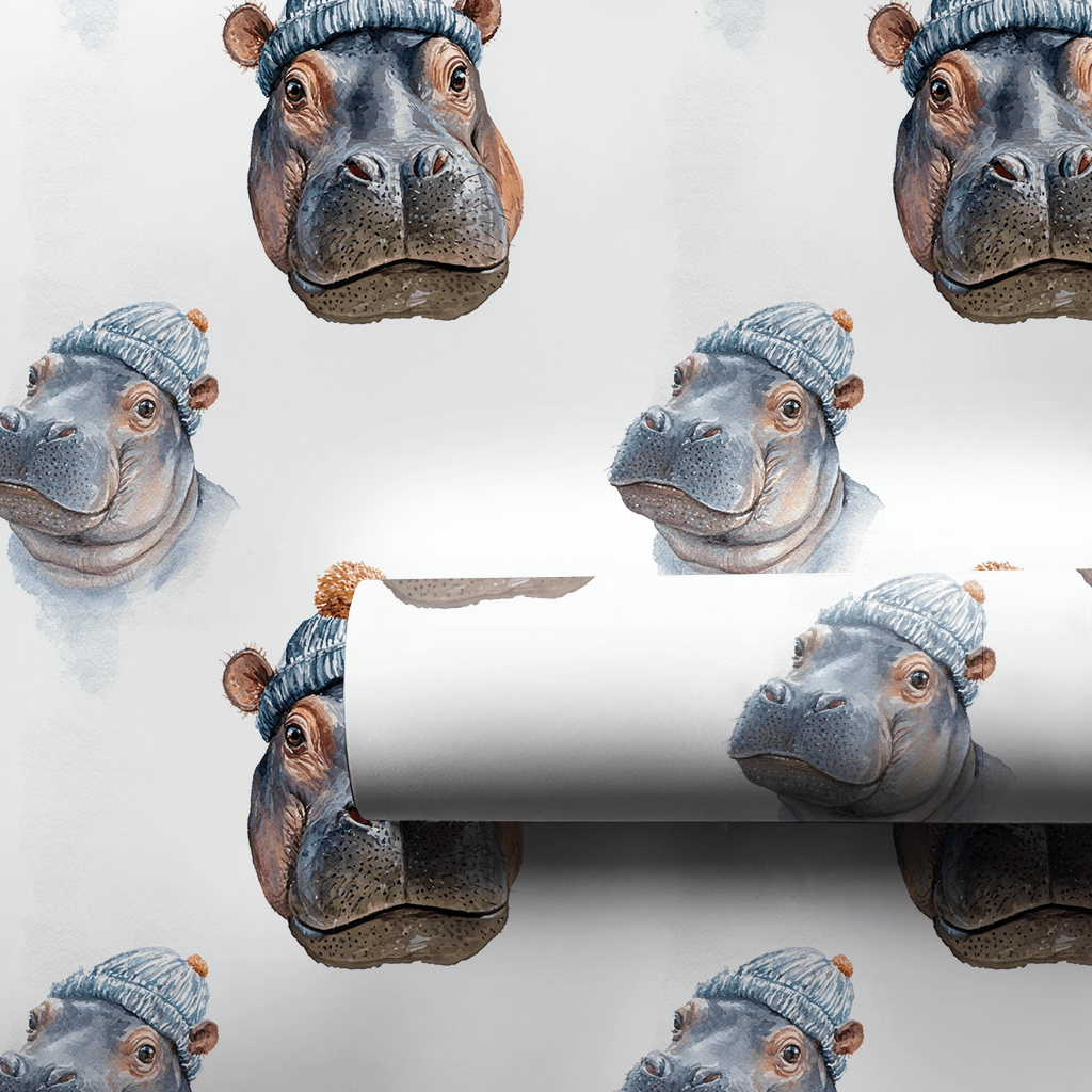 Hippopotamus For Christmas - Wrapping Paper - Aspen & Arlo