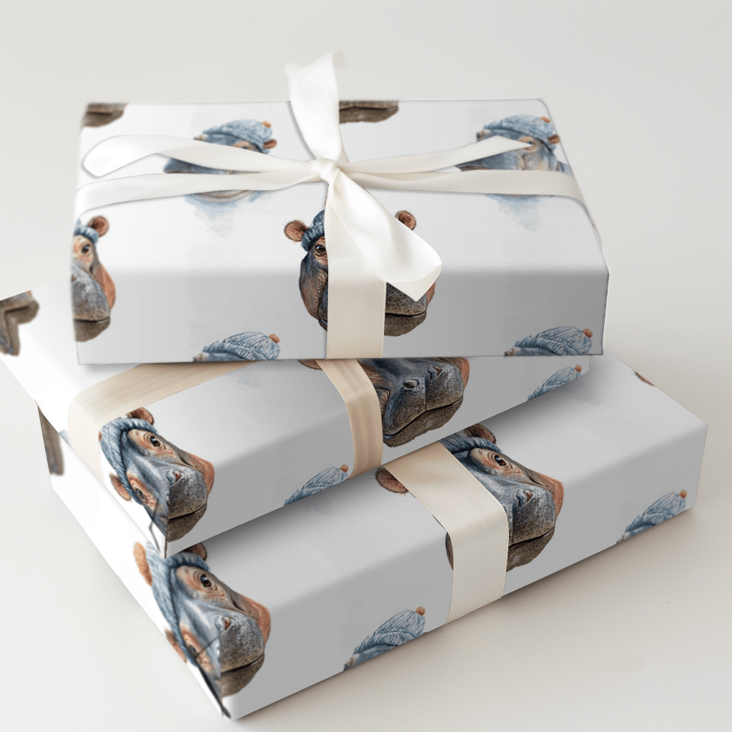 Hippopotamus For Christmas - Wrapping Paper - Aspen & Arlo