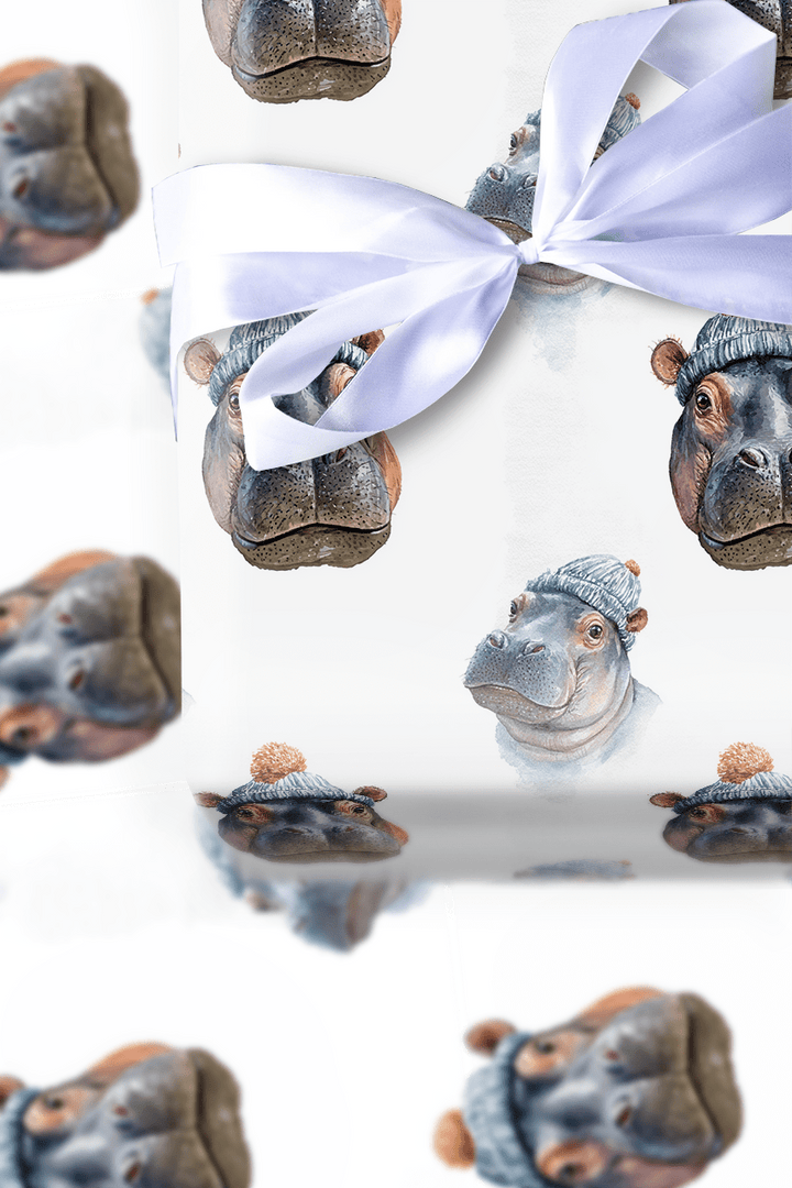 Hippopotamus For Christmas - Wrapping Paper - Aspen & Arlo