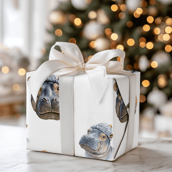 Hippopotamus For Christmas - Wrapping Paper - Aspen & Arlo