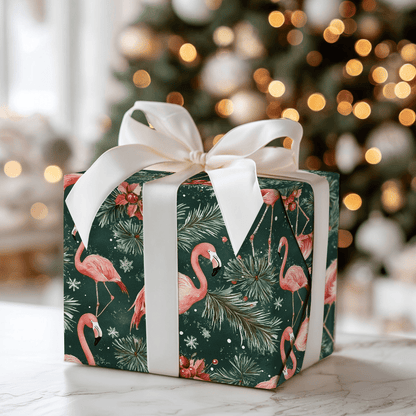 Santa's Flamingo Flight - Wrapping Paper - Aspen & Arlo