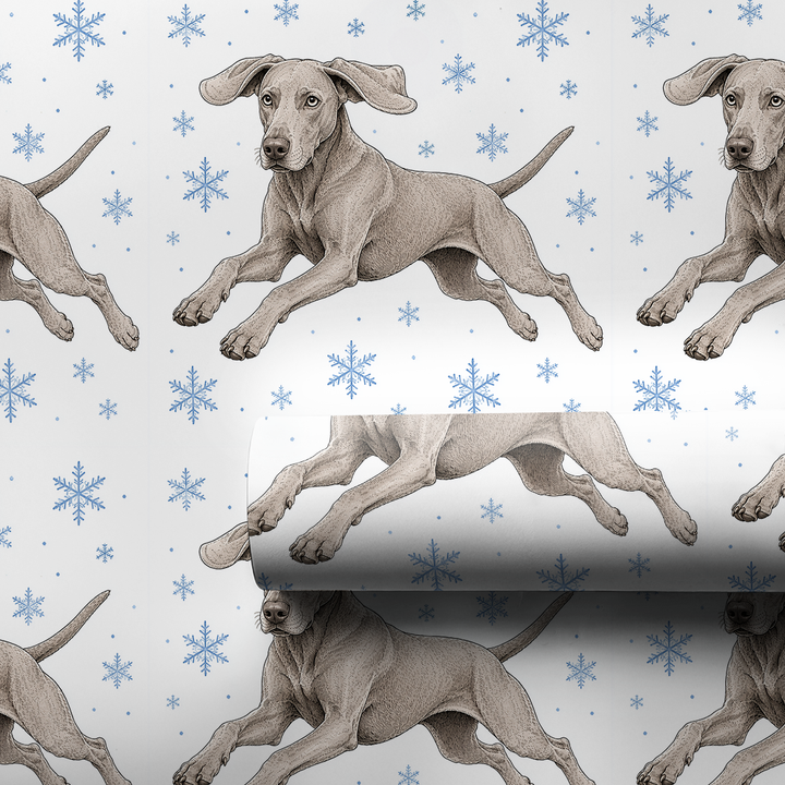 Weimaraner Dashing Through the Snow