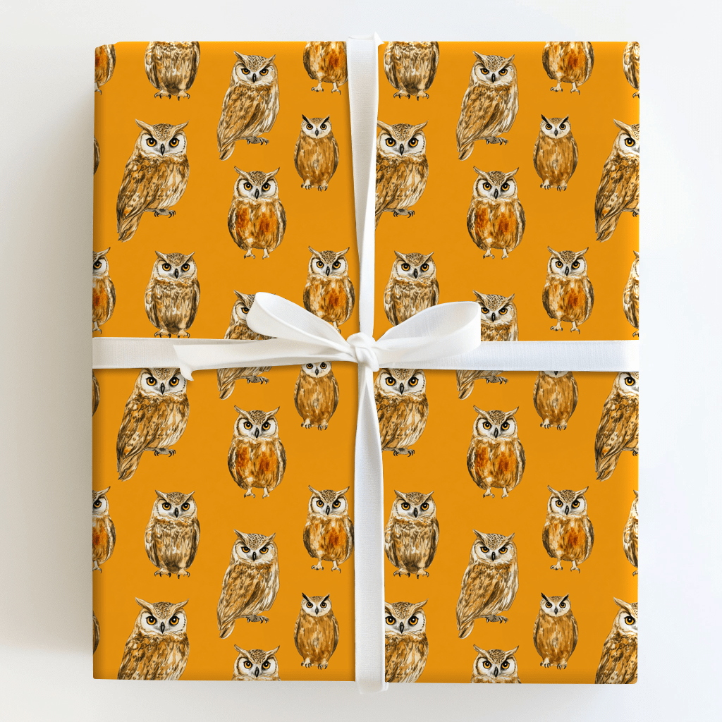Hoot Orange - Wrapping Paper - Aspen & Arlo