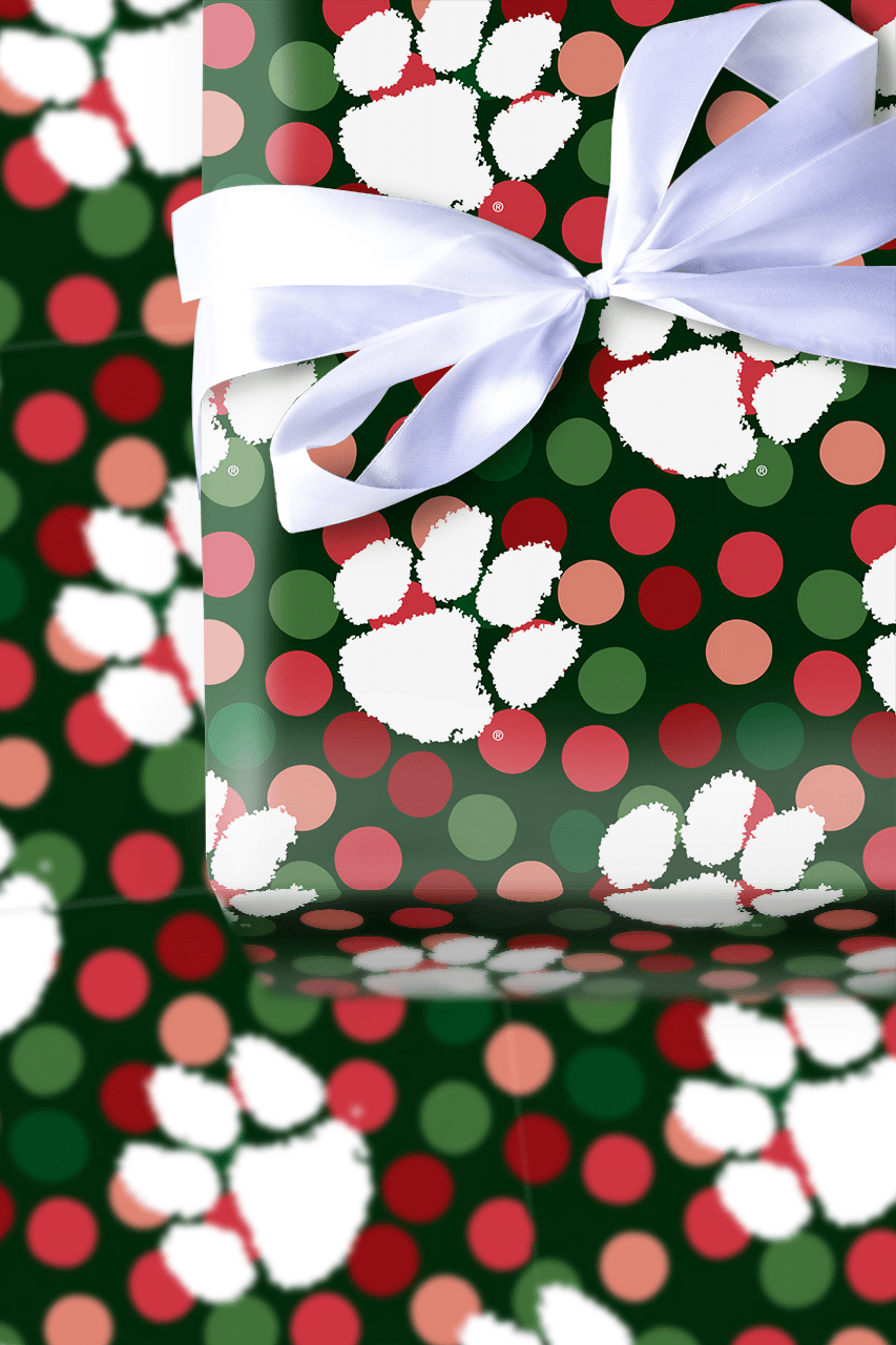 Clemson Winter Dots - Wrapping Paper - Aspen & Arlo