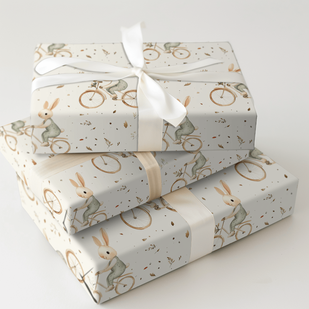 Bunny on a Bike - Wrapping Paper - Aspen & Arlo