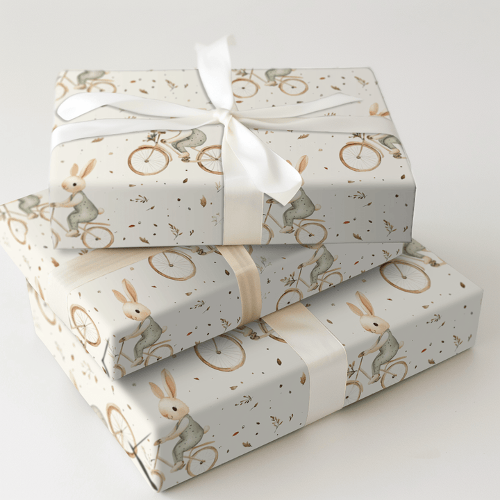 Bunny on a Bike - Wrapping Paper - Aspen & Arlo