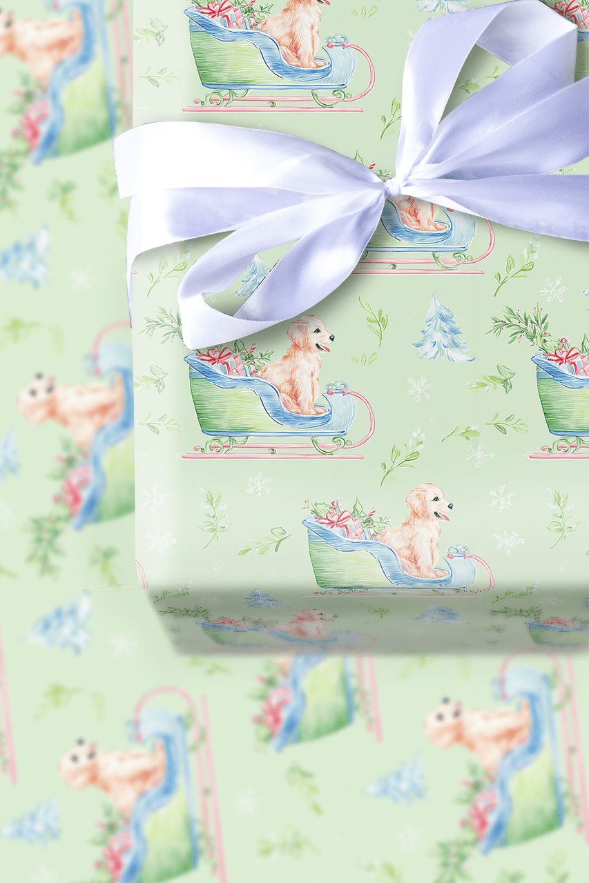 Golden Sleigh - Wrapping Paper - Aspen & Arlo