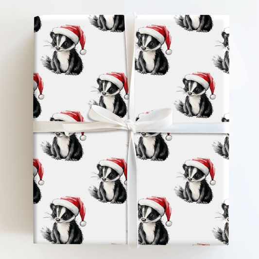 Santa Skunk - Wrapping Paper - Aspen & Arlo