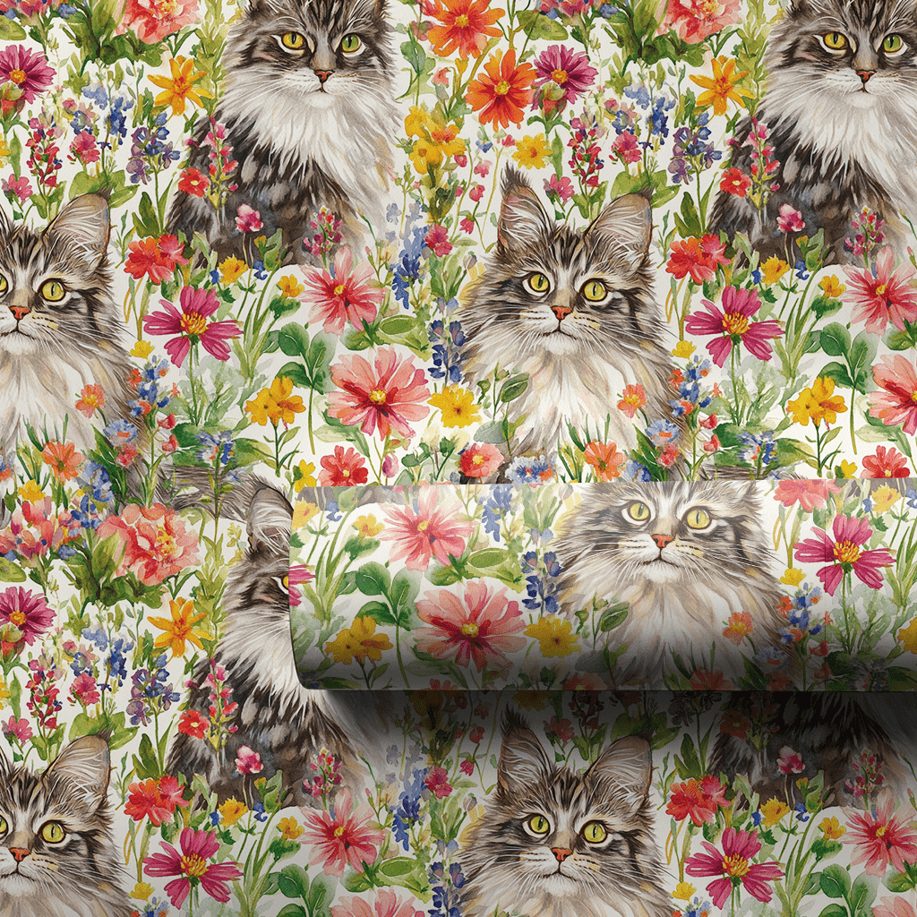 Garden Day with the Maine Coon - Wrapping Paper - Aspen & Arlo