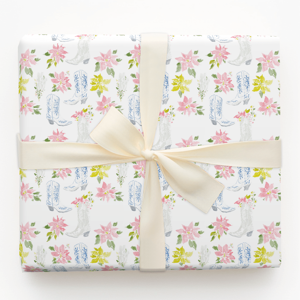 Poinsettas in Boots - Wrapping Paper - Aspen & Arlo