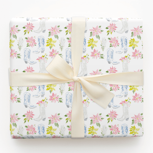 Poinsettas in Boots - Wrapping Paper - Aspen & Arlo
