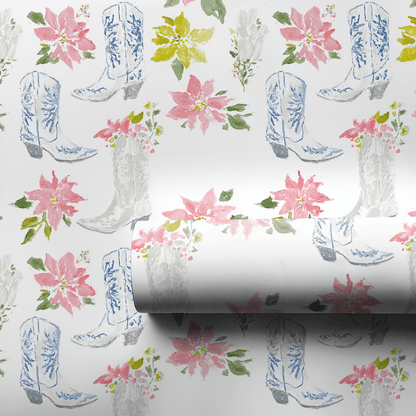 Poinsettas in Boots - Wrapping Paper - Aspen & Arlo