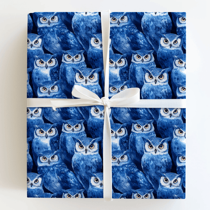 Hoot Blue - Wrapping Paper - Aspen & Arlo